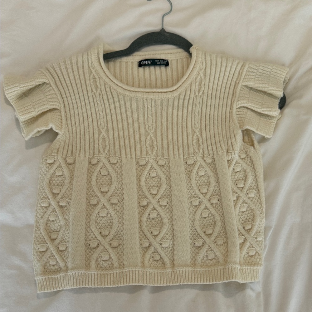 Cream Textured Knit Top